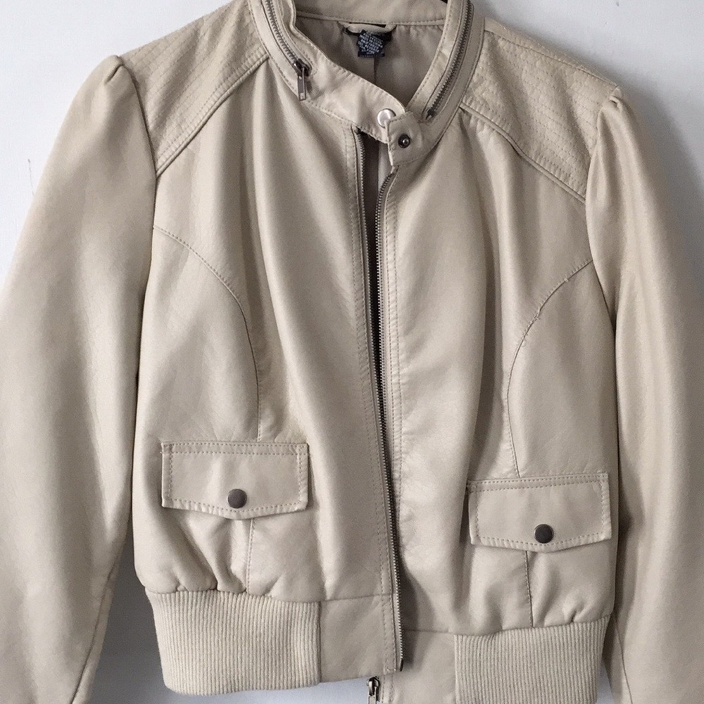 Beige leather jacket